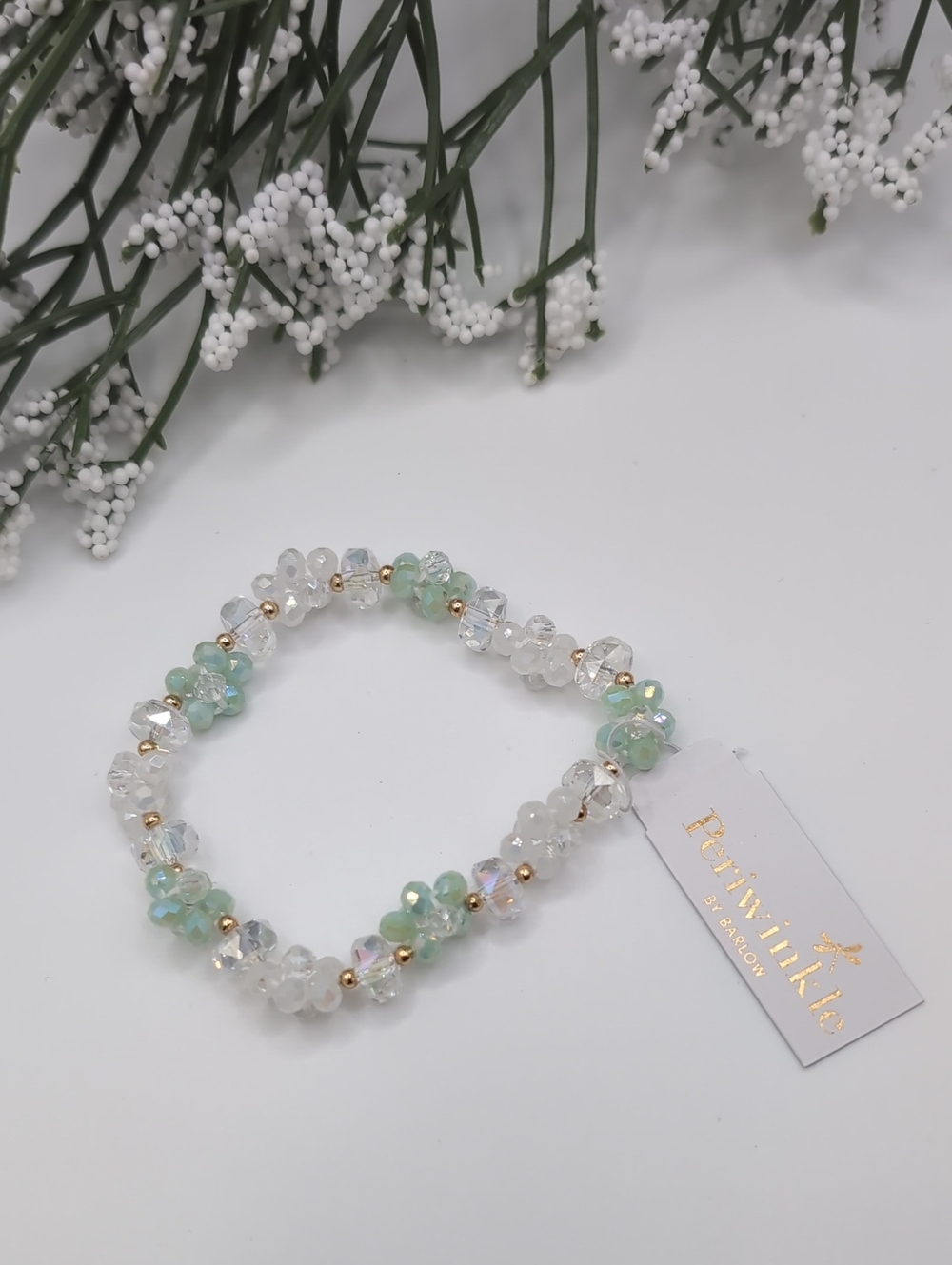 Periwinkle by Barlow Mint & Clear Crystal Stretch Bracelet NWT
